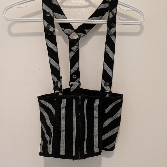 Lip Service Psycho Circus striped waist cincher suspender corset - Picture 2 of 3